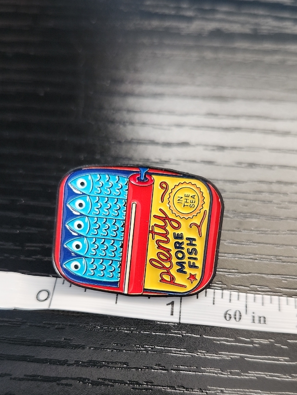 Sardines Plenty More Fish Enamel Pin - Blue & Red Decorative Fish Tin - Picture 3 of 4